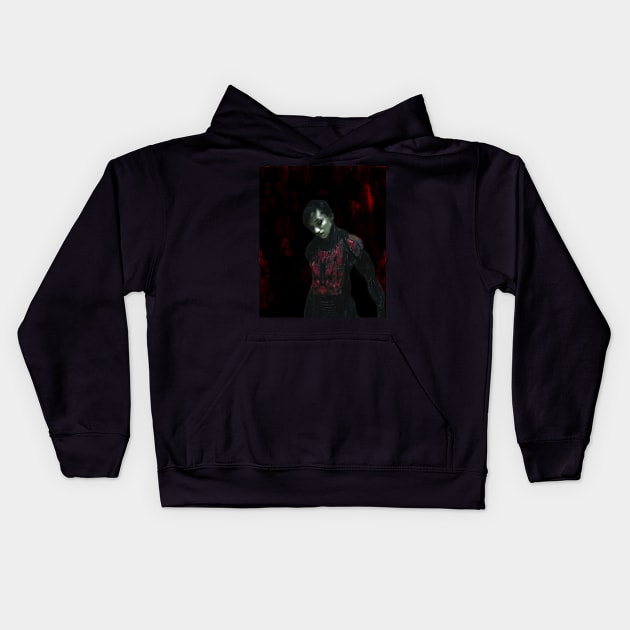 Beautiful girl. Dark sci-fi, fantasy. So cool. Red. Dim lightings on suit. Kids Hoodie by 234TeeUser234